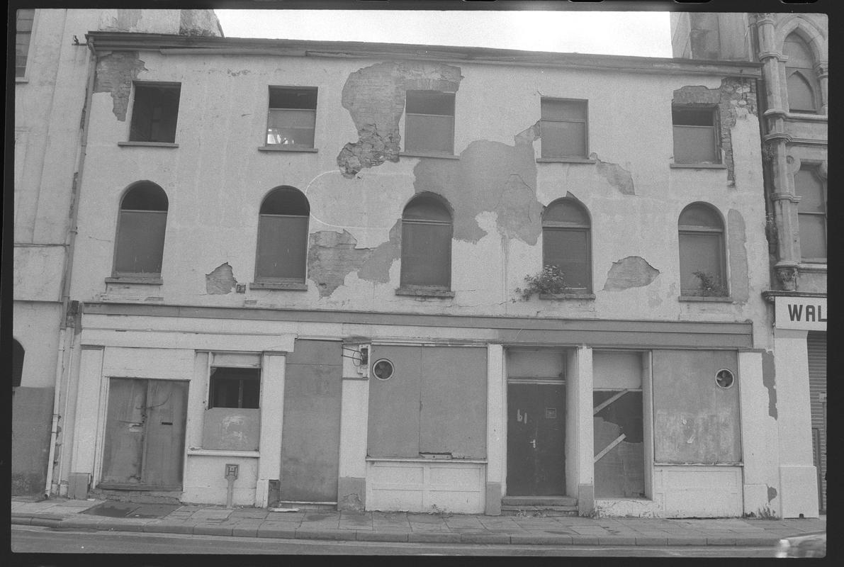 Derelict buildings next to Maritime Hall, Bute Street, Butetown.