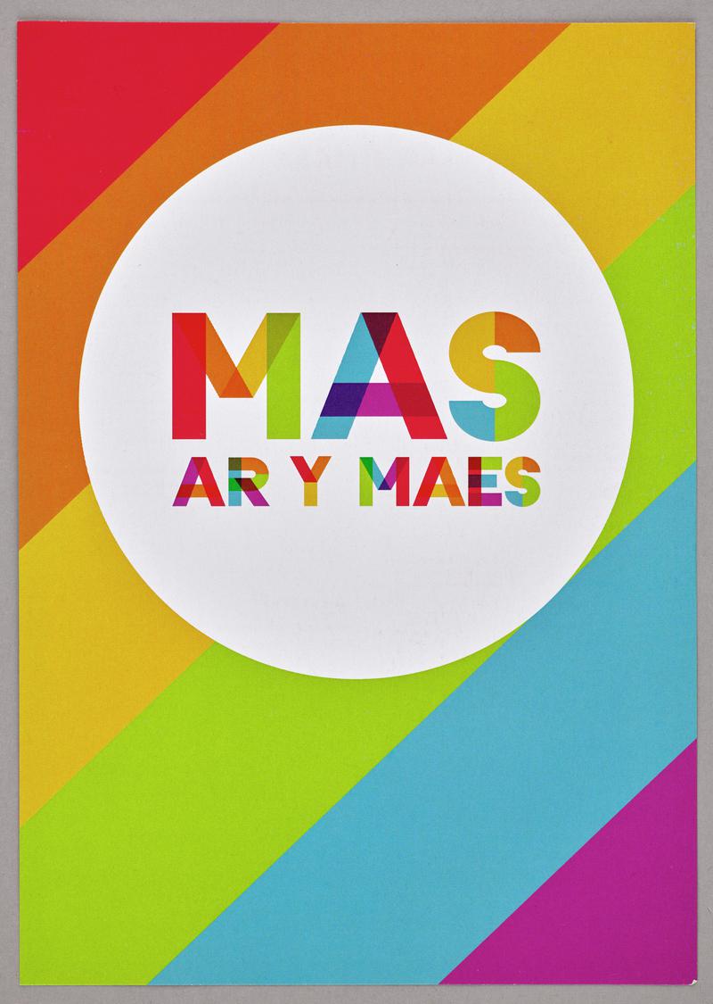 Leaflet showing programme for 'Mas ar y Maes' events at the National Eisteddfod', Caerdydd / Cardiff, 4-11 Awst 2018  (front)