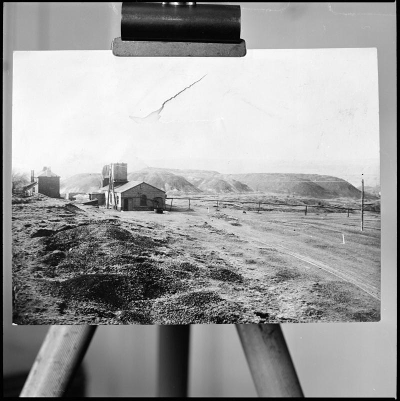 Black and white film negative of a photograph showing Coity Site, Blaenavon in 1936.  'Coity Site in 1936' is transcribed from original negative bag.