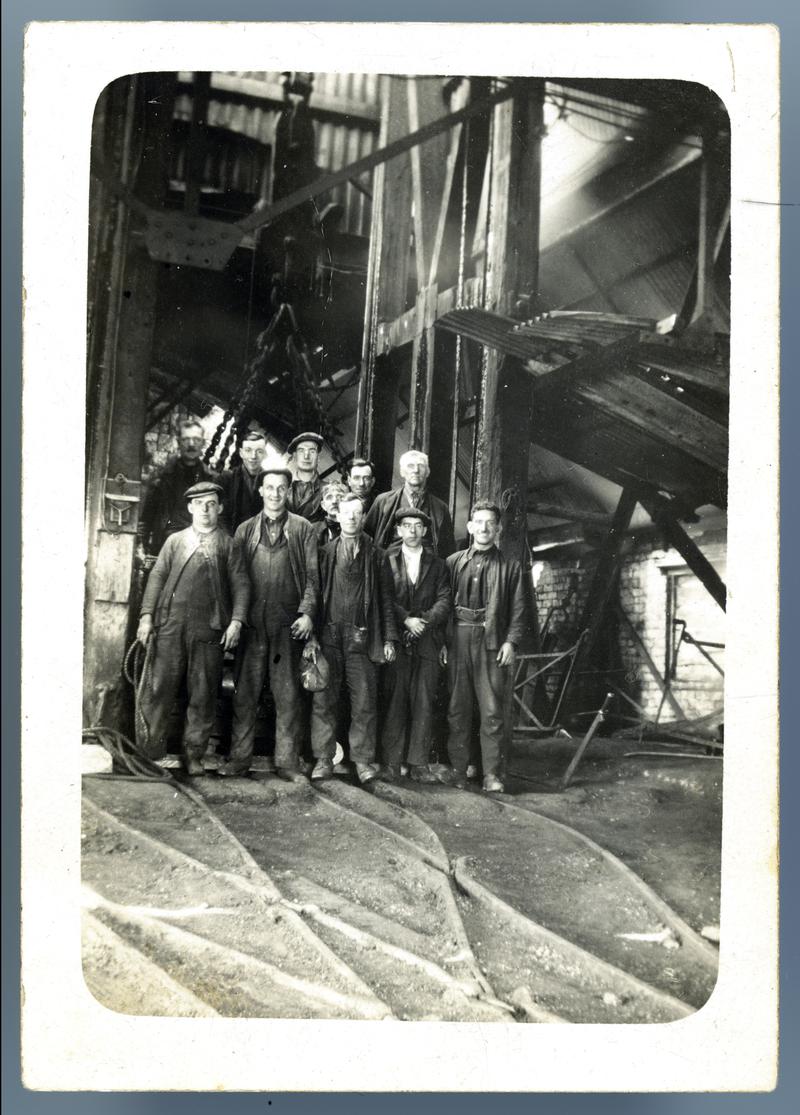Workmen (blacksmiths) on top of pit, Big Pit