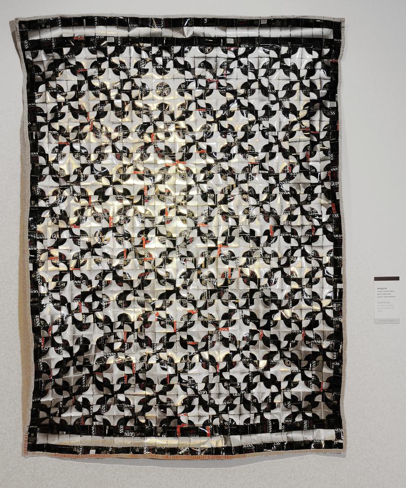 'Good for You' patchwork art quilt made from Guinness cans, 2006