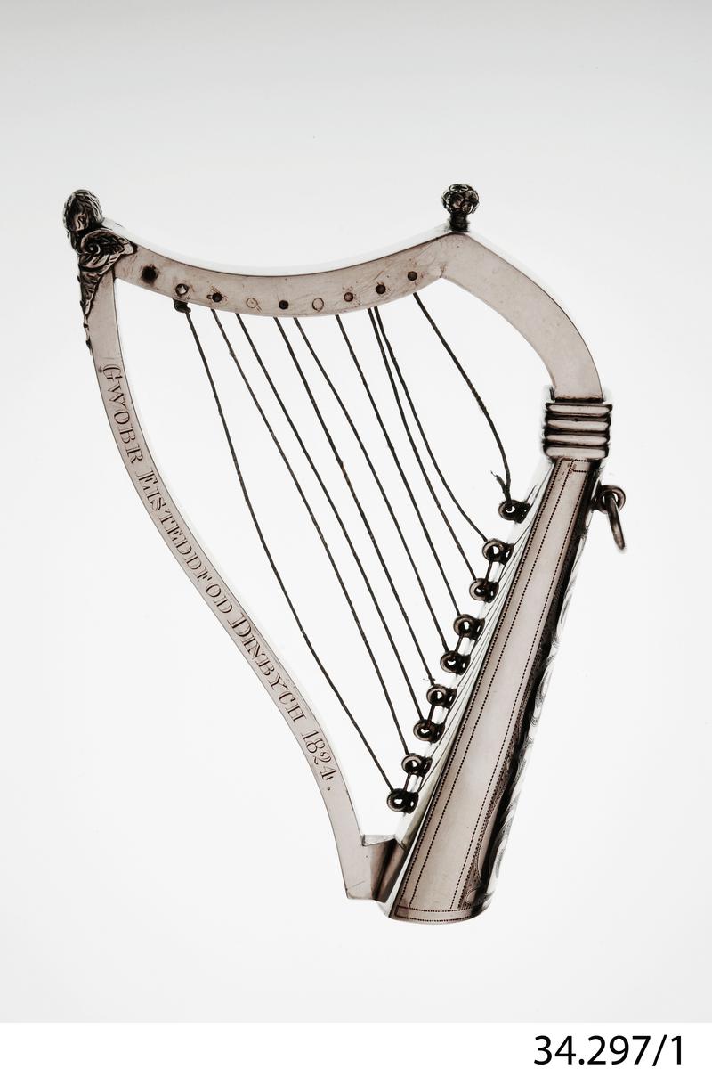 Silver harp awarded at Denbigh Eisteddfod 1824.