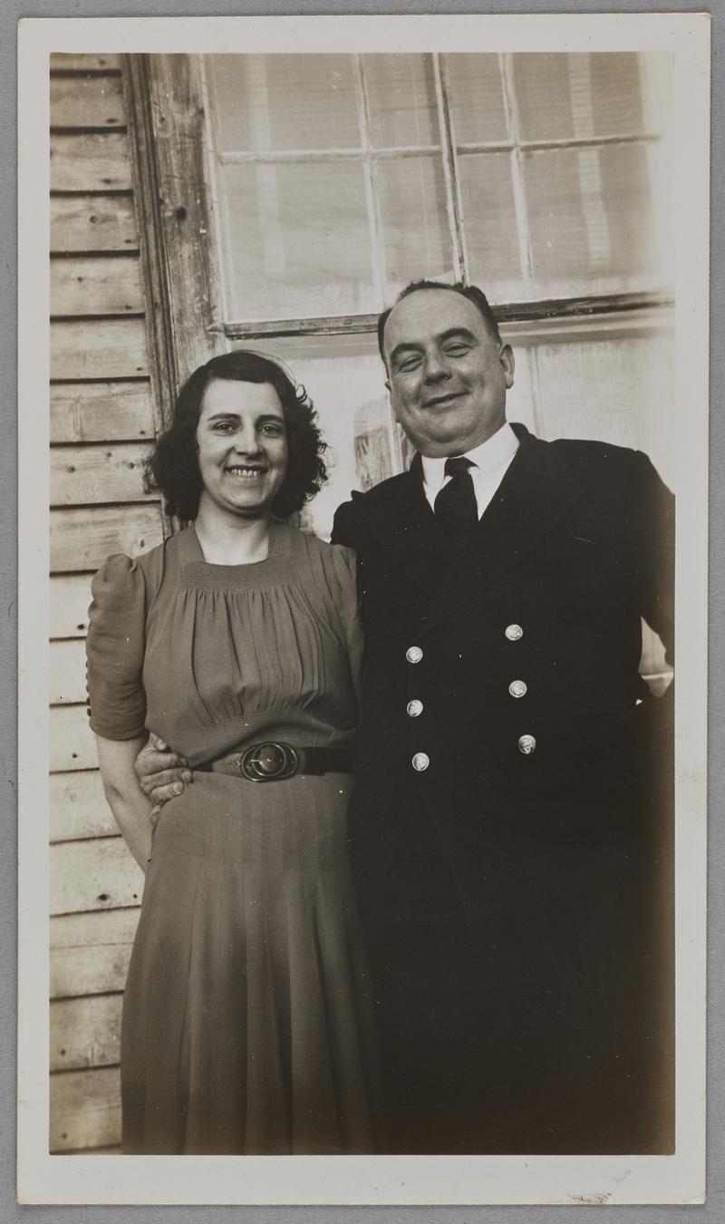 Photograph of Margret McCarthy (peggy) and your son. [Leo??] . Taken Last Easter at Carbonear, Newfoundland 1942.