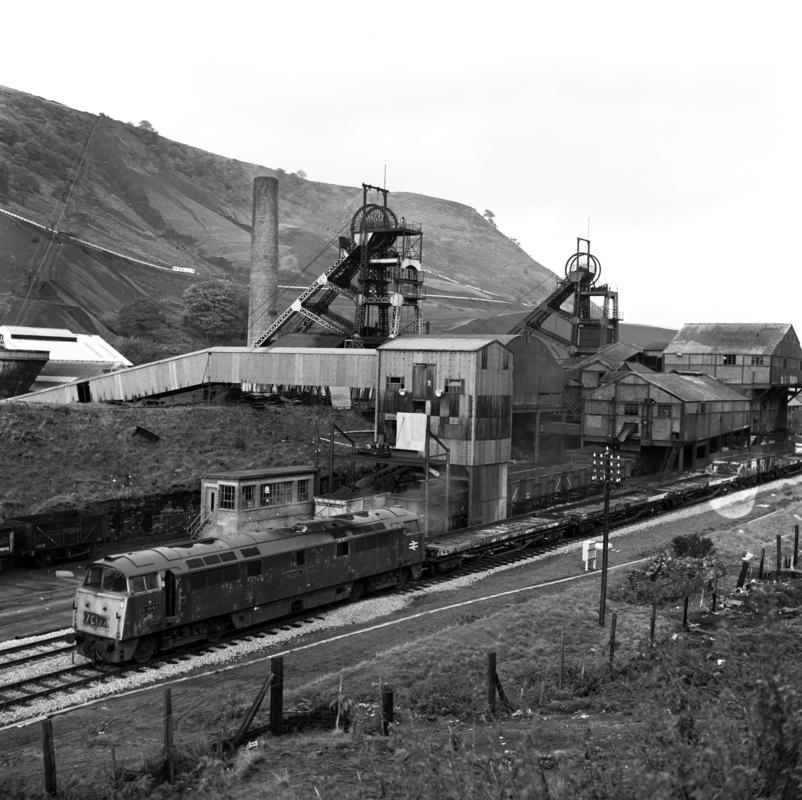 A western class locomotive the 'Western Consort' passing Marine Colliery