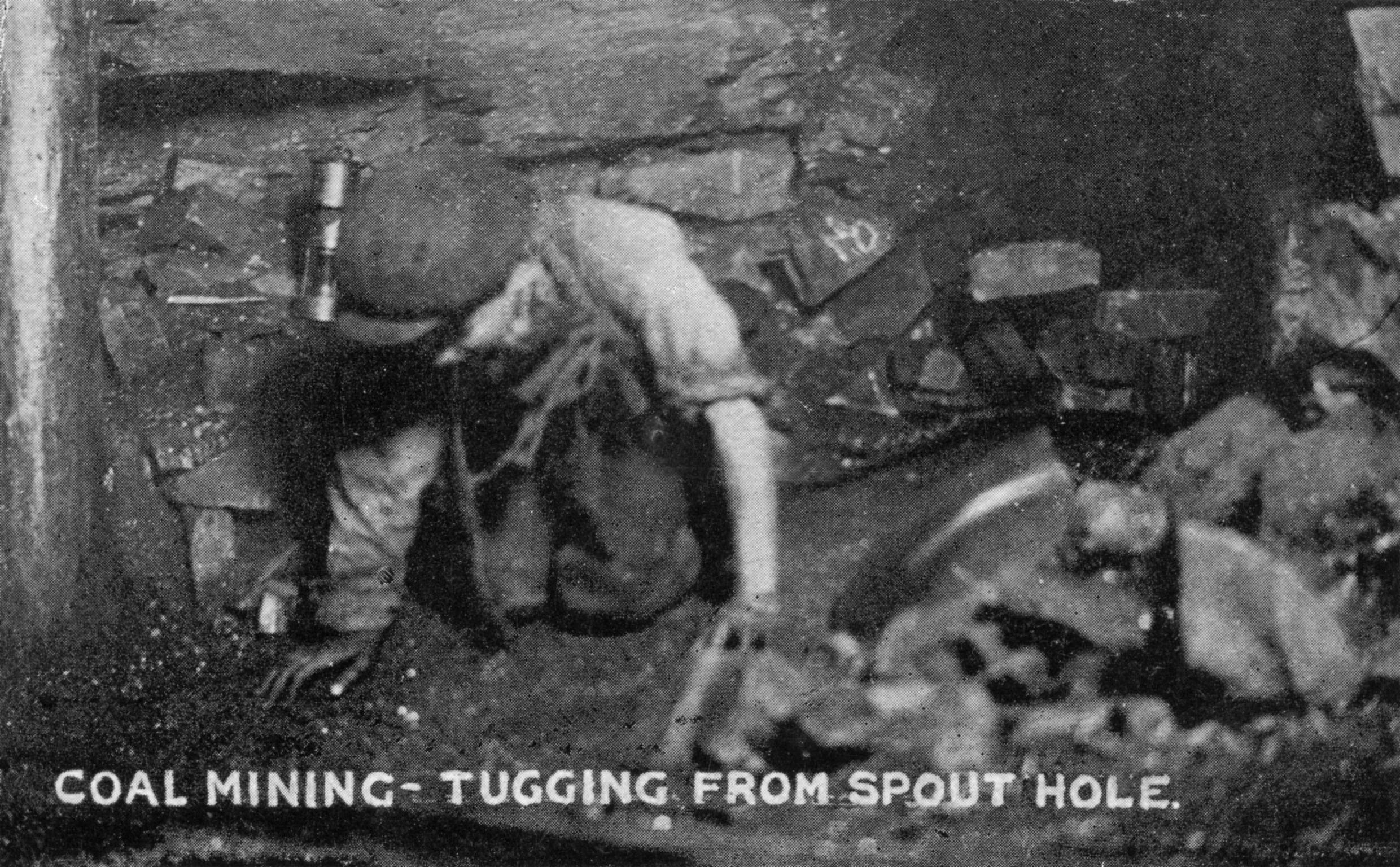 Coal Mining-Tugging from Spout Hole (postcard)