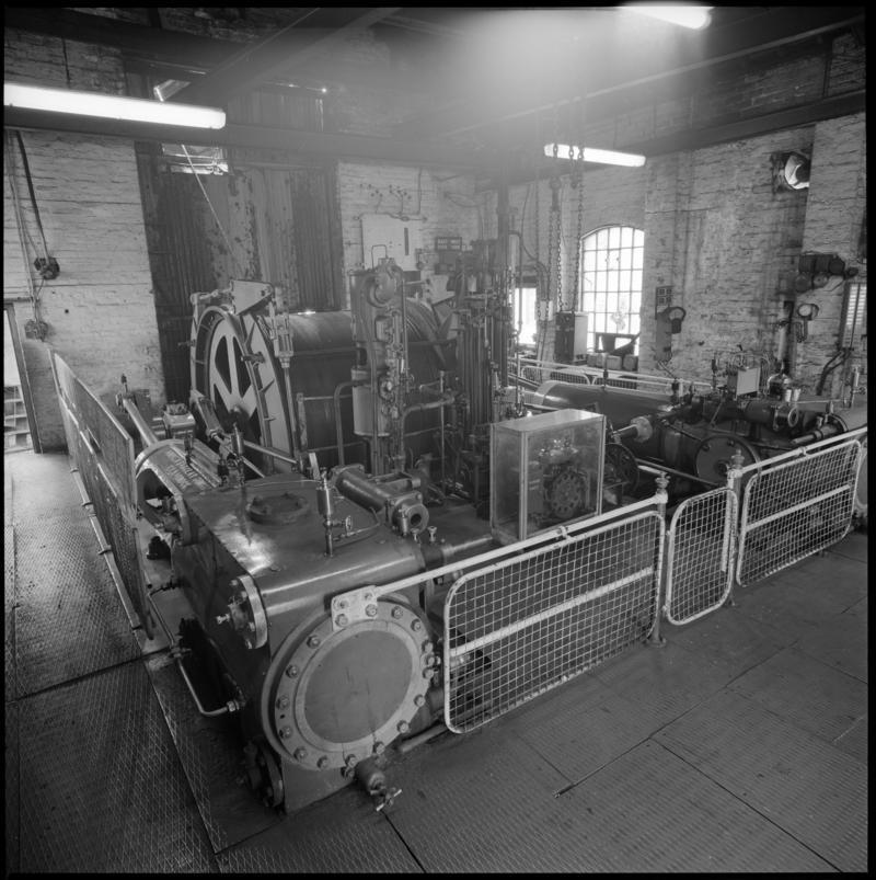 Black and white film negative showing the Andrew Barclay steam winder, Morlais Colliery 13 May 1981.  'Morlais 13/5/81' is transcribed from original negative bag.  Appears to be identical to 2009.3/2774.
