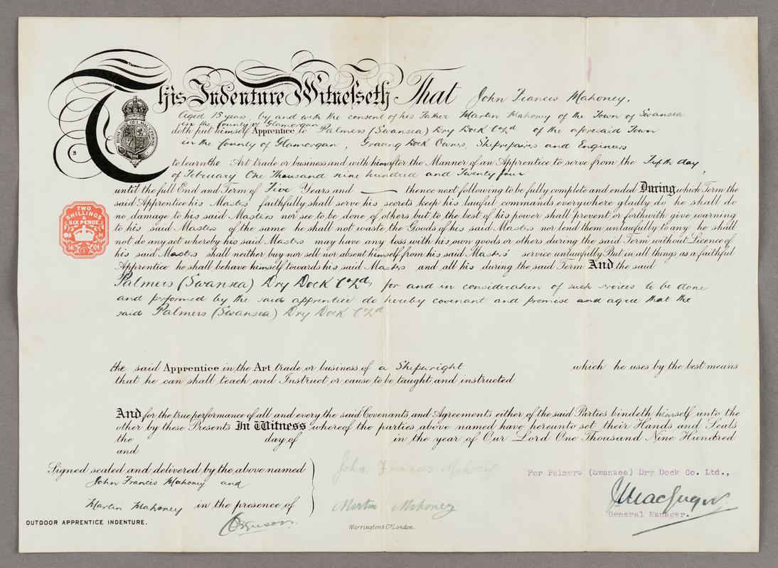 Apprenticeship indenture