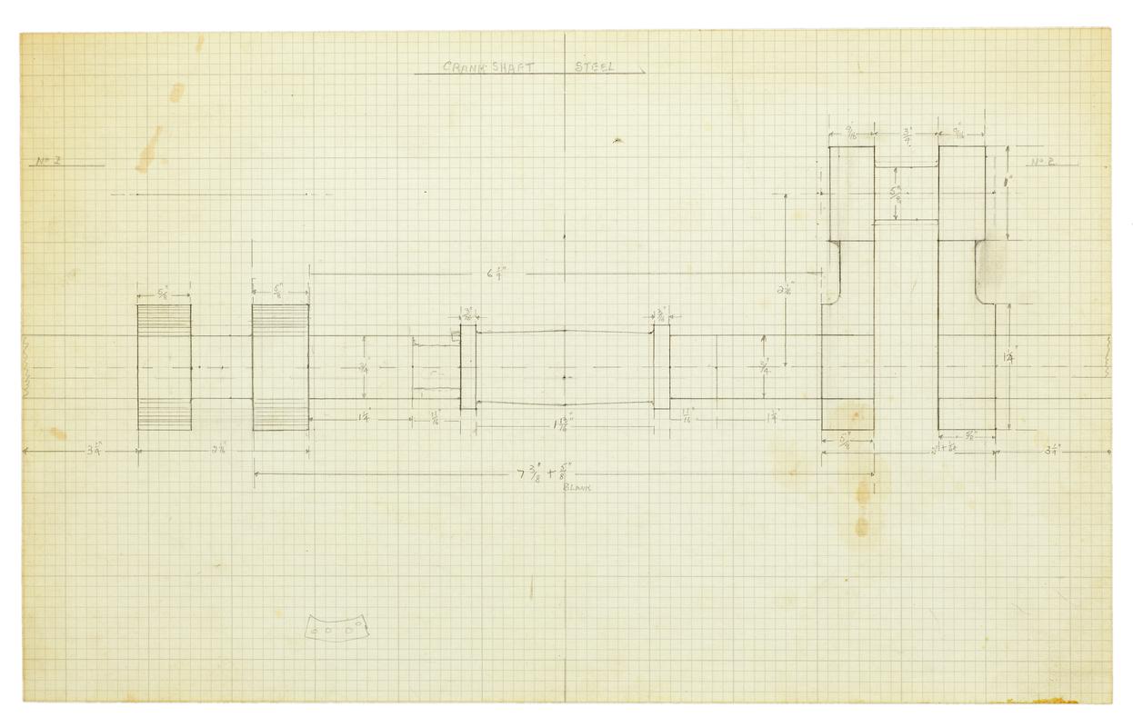 Marine engine model, technical drawing