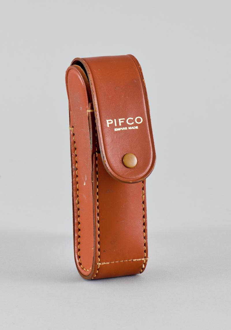 Pifco' torch and two screwdriver attachments in leather case.