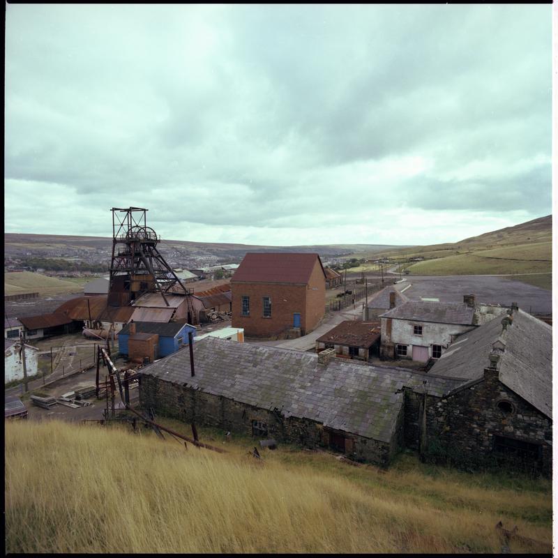 Colour film negative showing a general surface view of Big Pit.