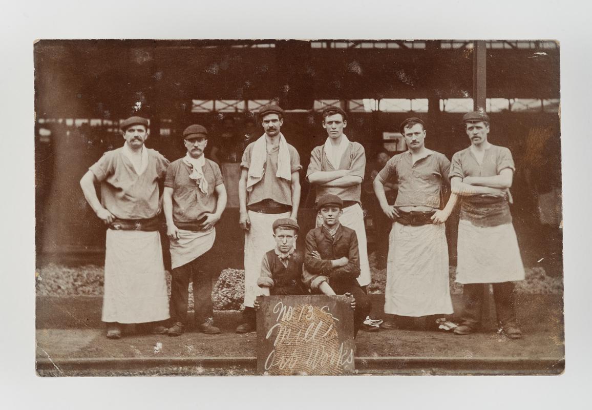 Group of 8 male tinplate workers, Swansea.