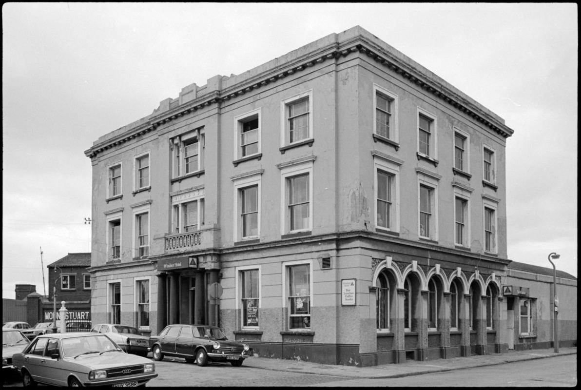 Exterior view of The Windsor Hotel, Stuart Street, Butetown.