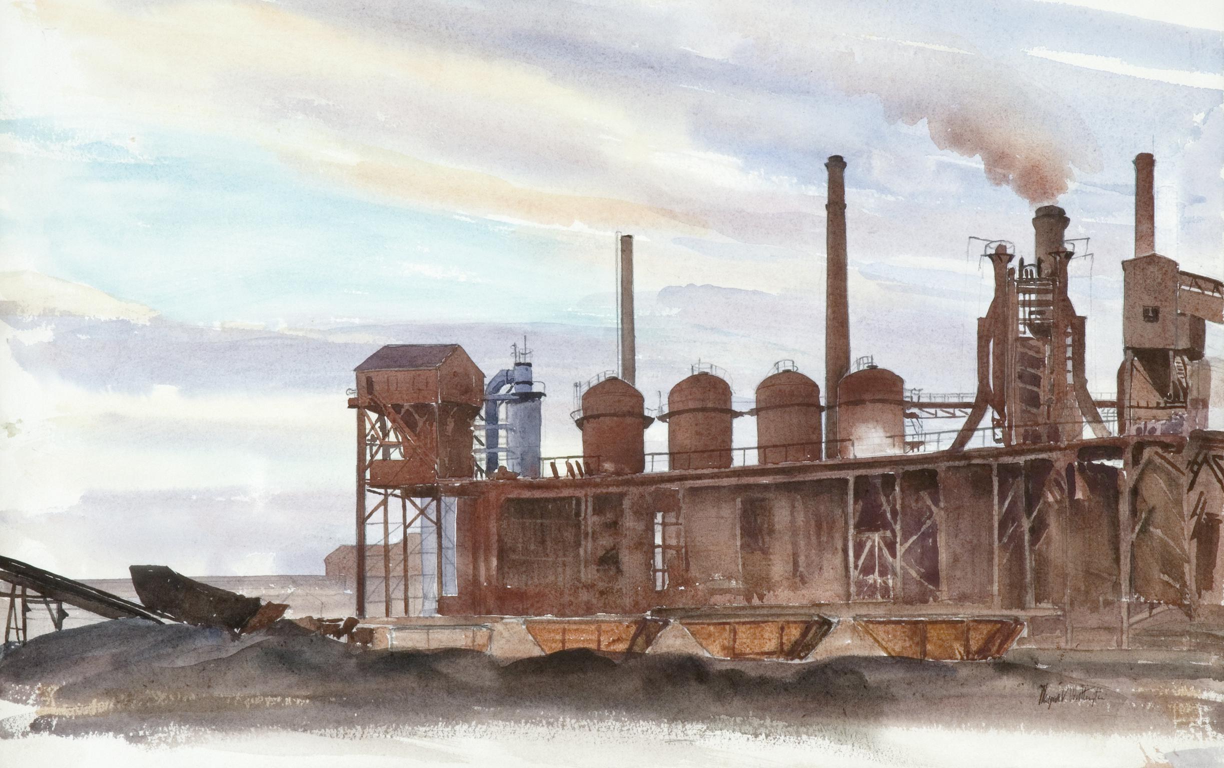 East Moors steelworks, watercolour