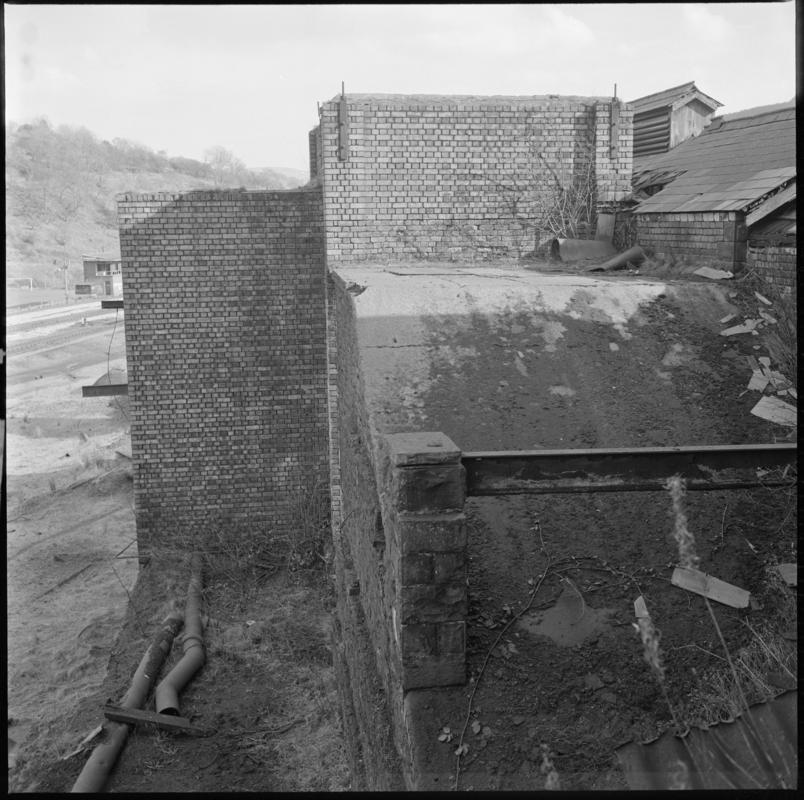 Black and white film negative showing a Lewis Merthyr Colliery building.