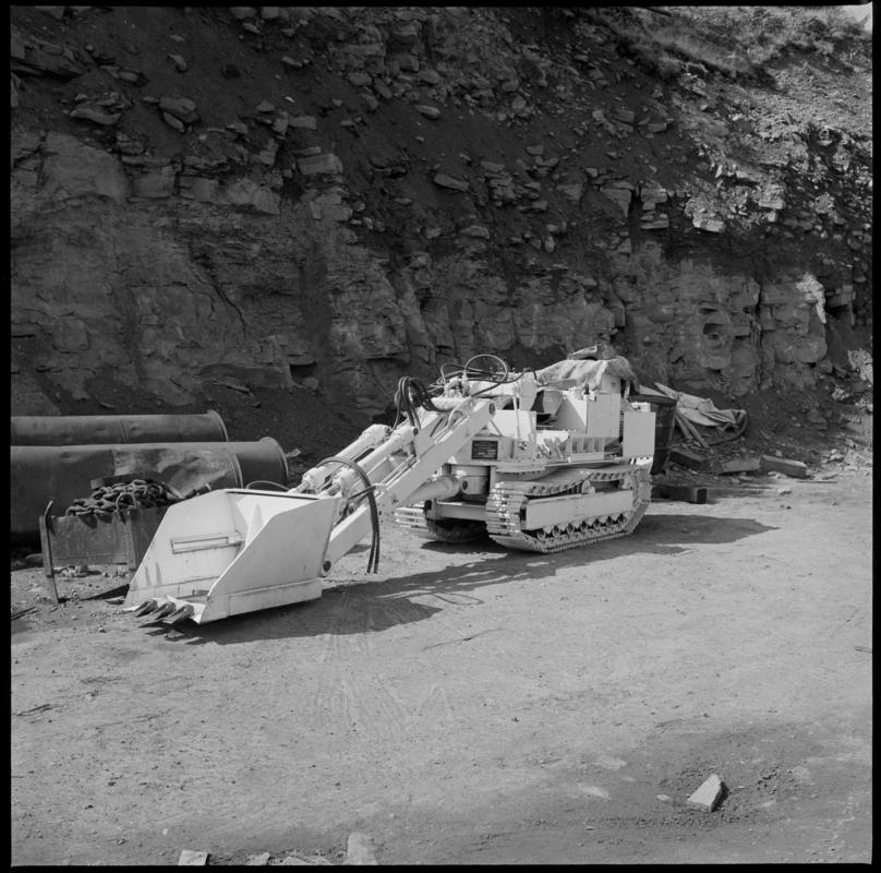 Black and white film negative showing a joy loader, Blaenserchan Colliery.  'Blaenserchan' is transcribed from original negative bag.