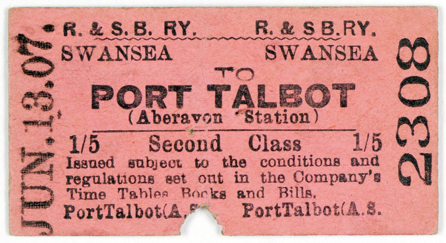 Rhondda & Swansea Bay Railway ticket