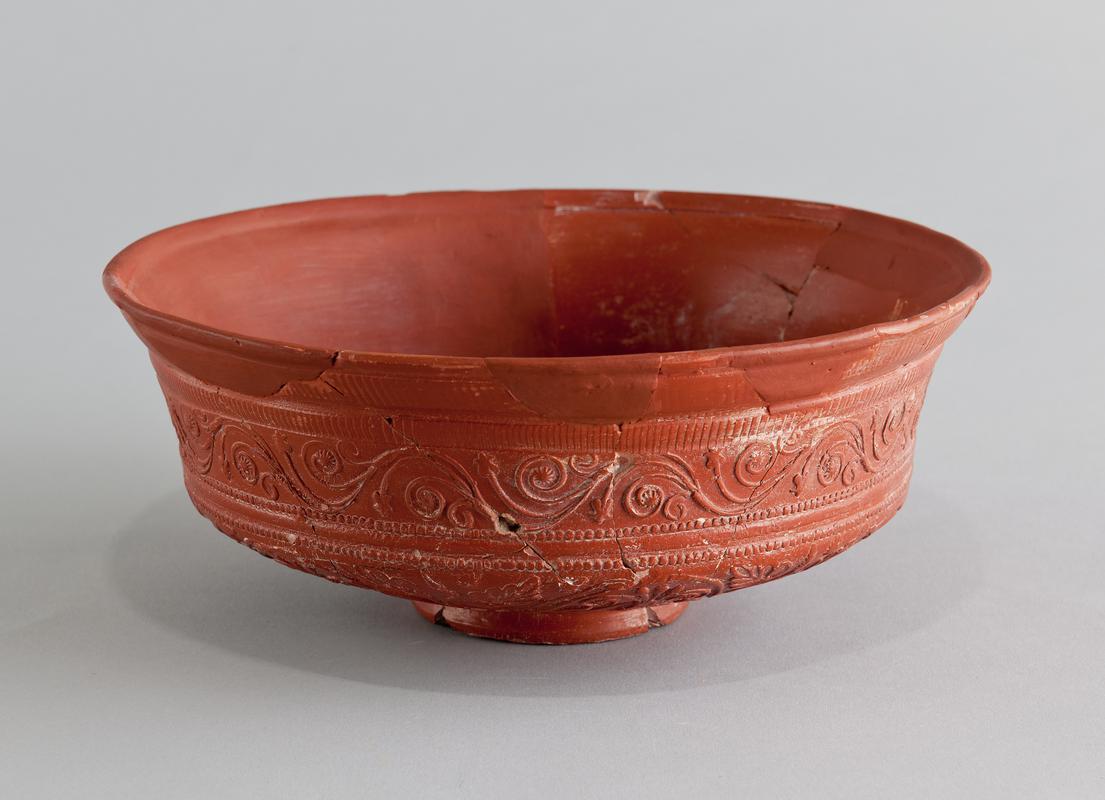 Roman samian bowl, decorated