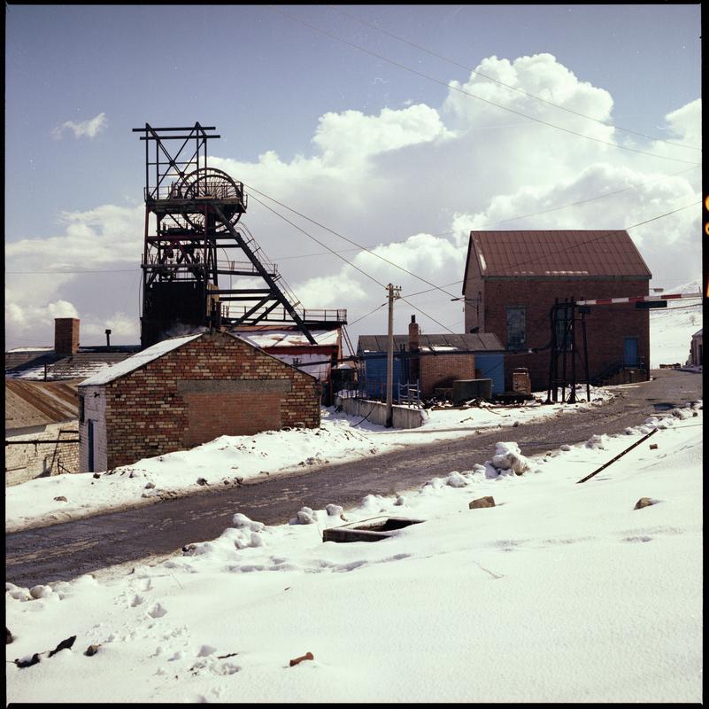 Colour film negative showing the Big Pit headgear and engine house.  'Blaenavon' is transcribed from original negative bag.