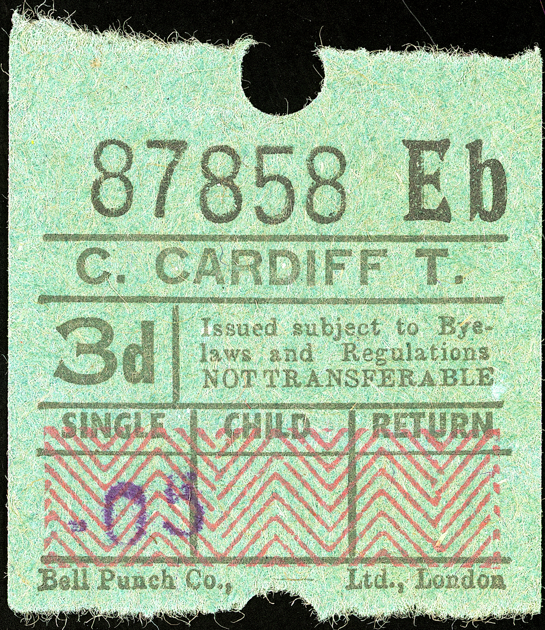 City of Cardiff Transport bus ticket