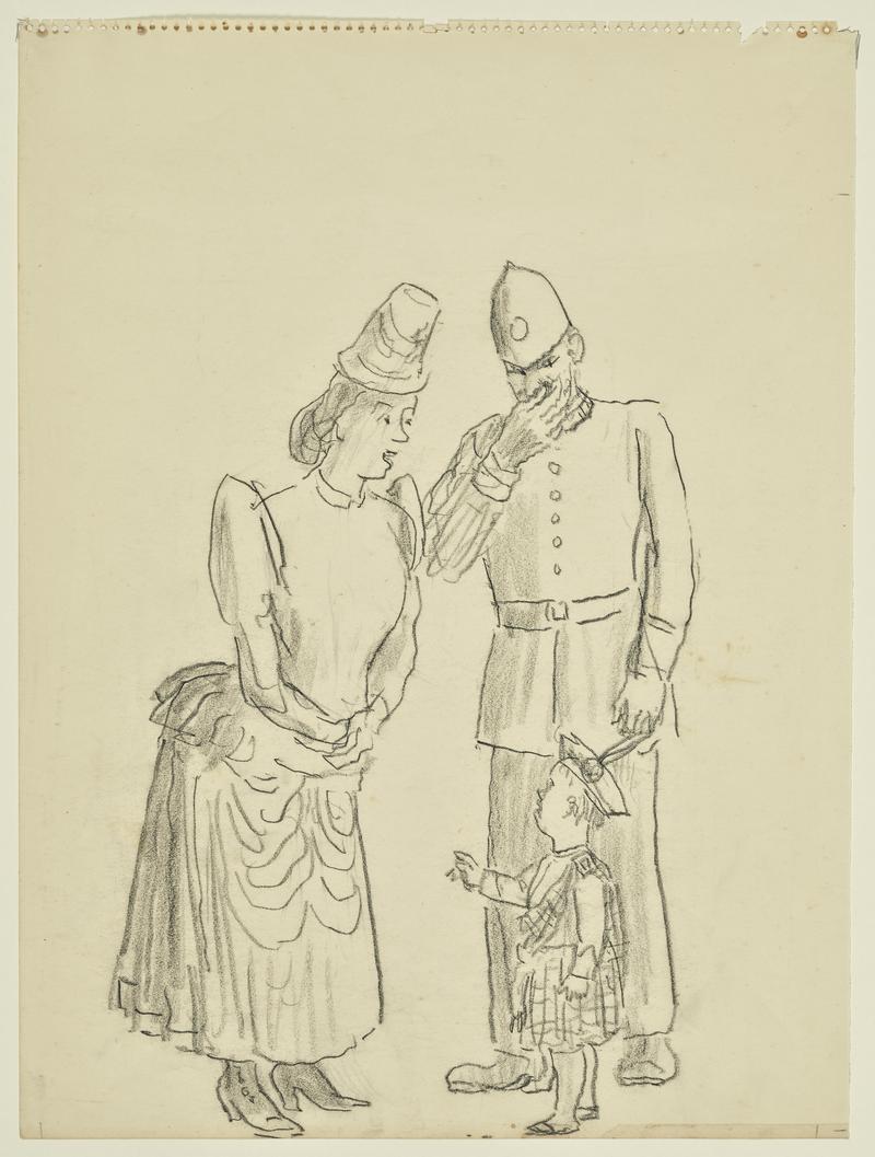 Breton Woman with Policeman and Boy