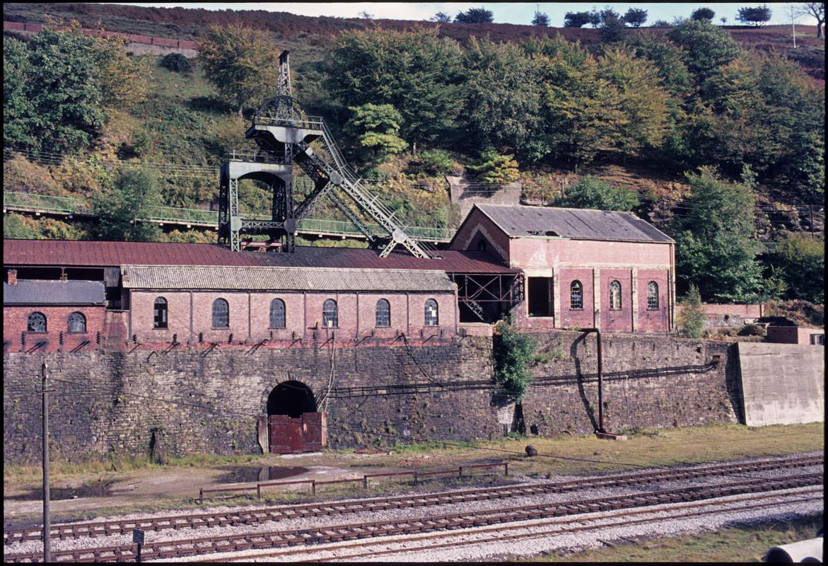 Colour film slide showing Llanhilleth Colliery No.2 shaft.
