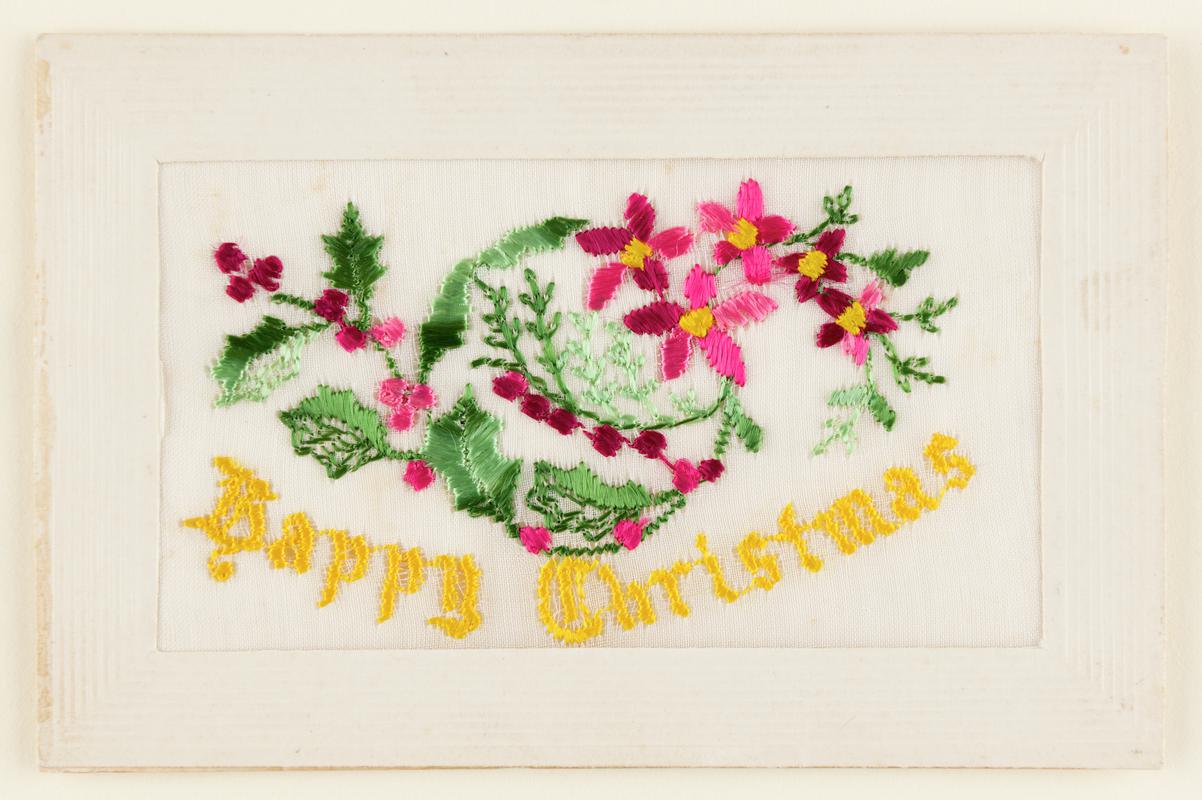 Embroidered card sent during WW1
