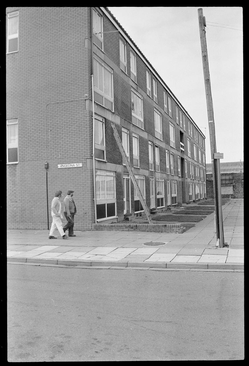 Row of four storied flats, Butetown.