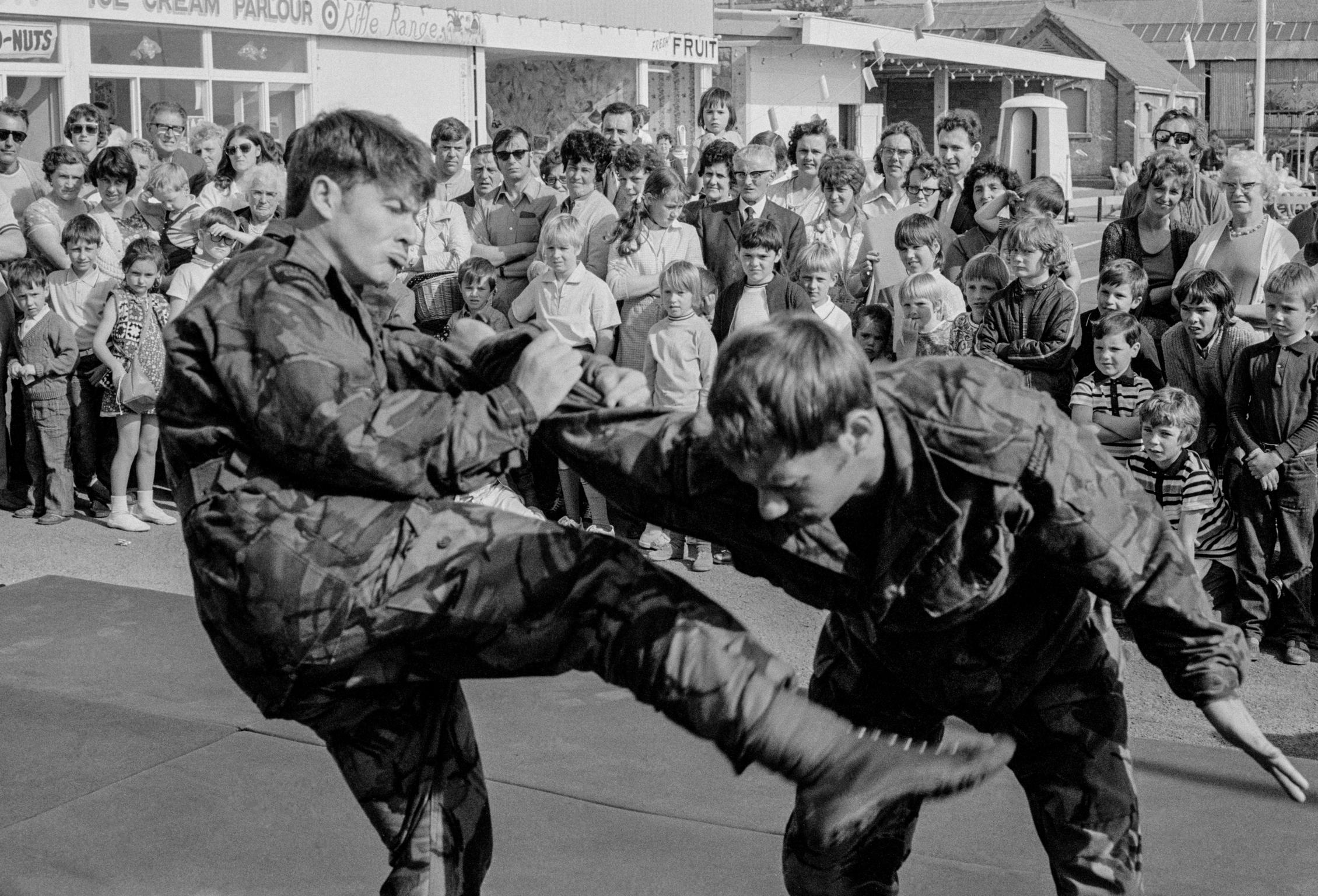 Marine Commando Display to an audience mainly of children. Rhyl, Wales