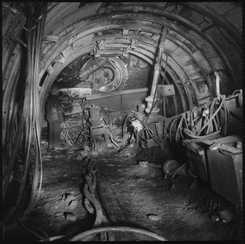 Shearer underground at Markham Colliery.  'Markham' is transcribed from original negative bag.