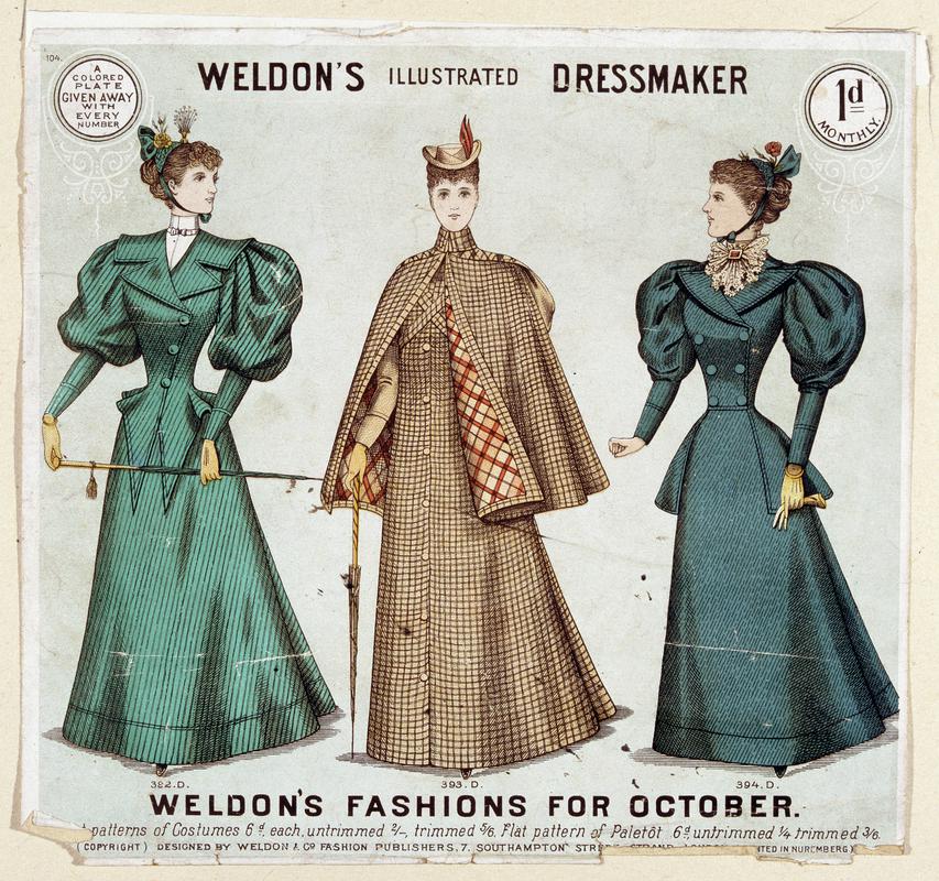Fashion plate, Weldon's Fashions for October, c. 1895