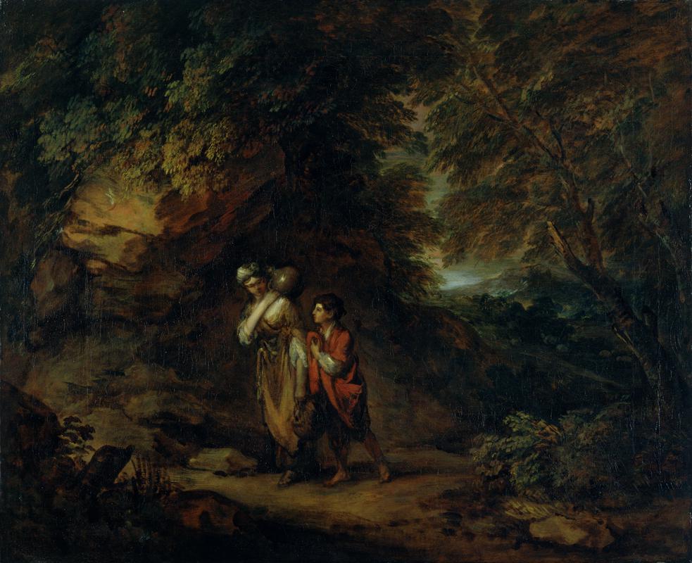 Rocky landscape with Hagar and Ishmael
