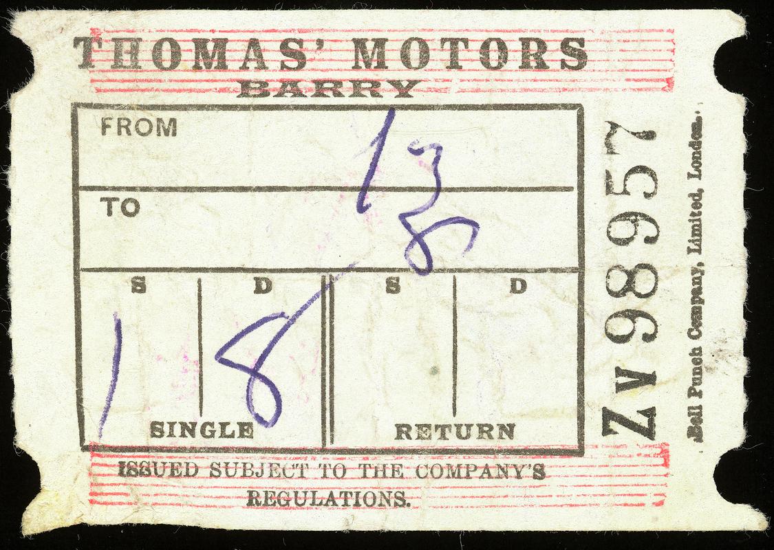 Thomas' Motors Barry bus ticket