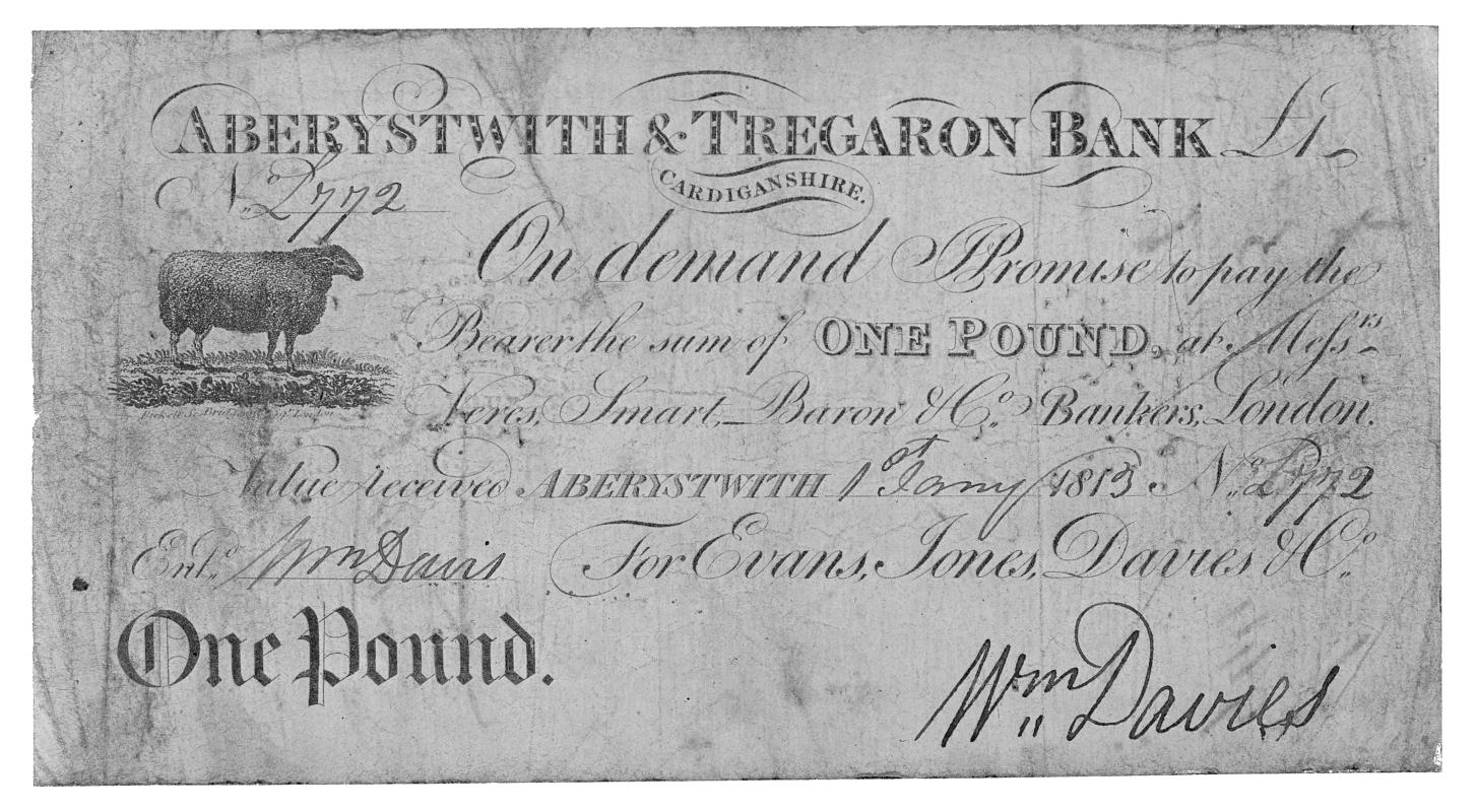 Aberystwith & Tregaron Bank, bank note