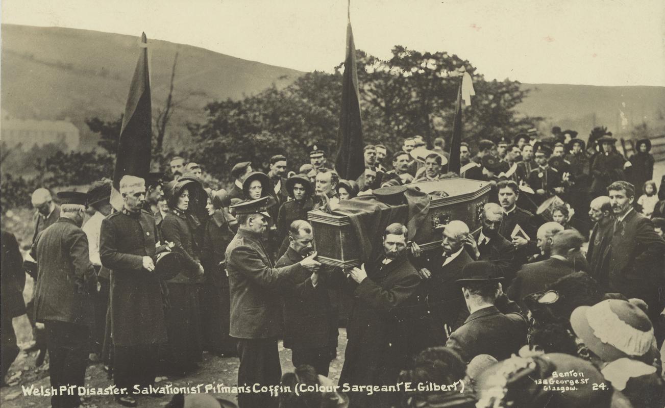 Universal Colliery, Senghenydd. Welsh Pit Disaster. Salvationist Pitman's Coffin (Colour Sargeant E.Gilbert)