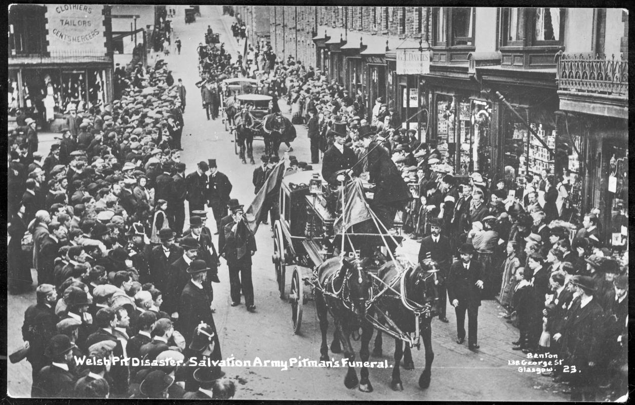 Universal Colliery, Senghenydd. Welsh Pit Disaster. Salvation Army Pitman's Funeral.