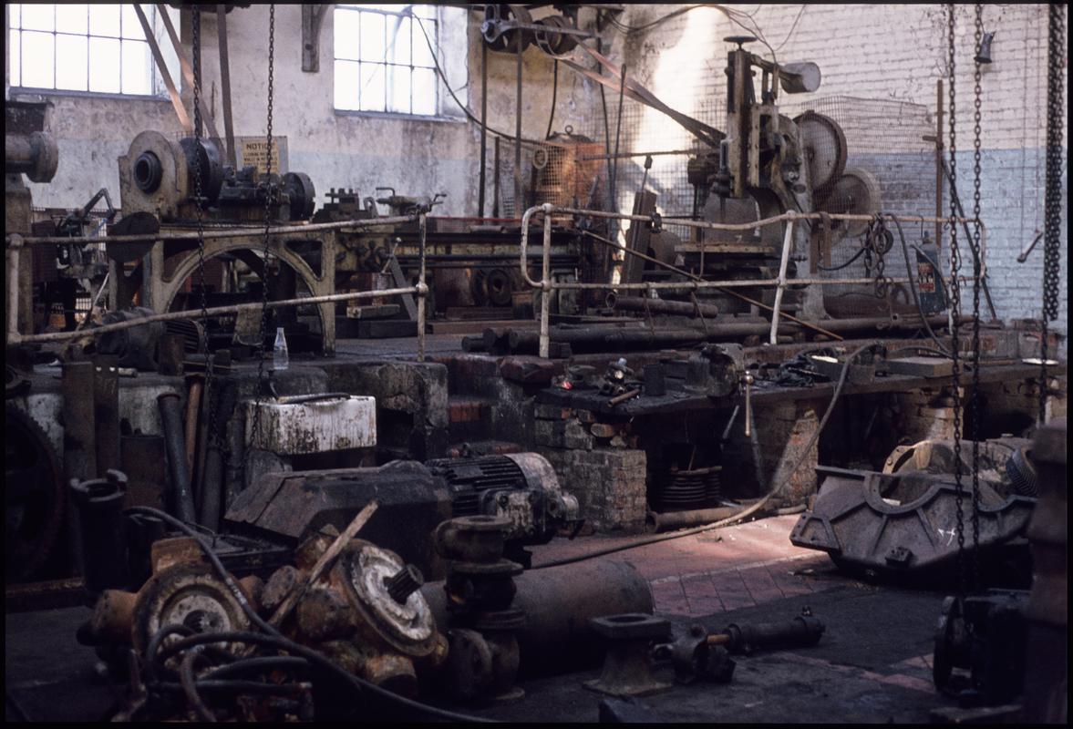 Colour film slide showing a fitting shop, ?Morlais Colliery.