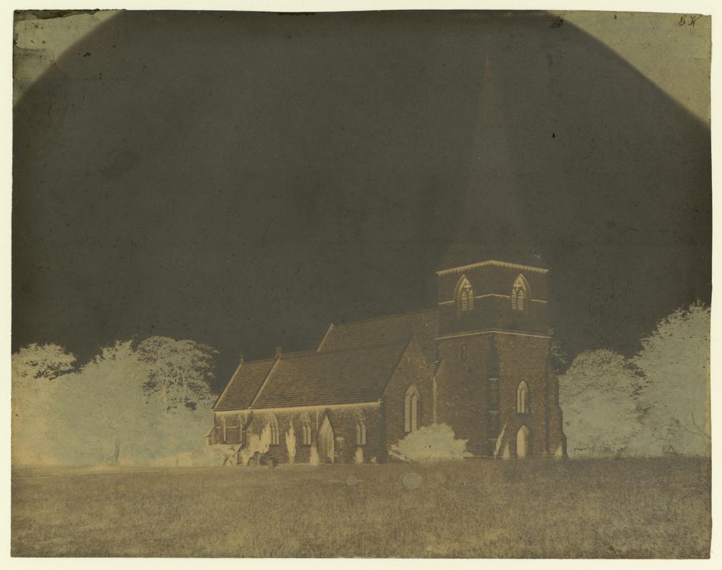 Wax paper calotype negative. Sketty Church (1855-1860)