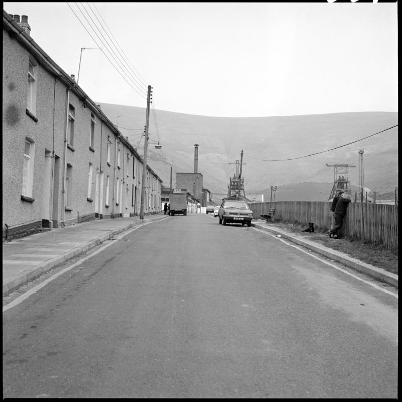 Black and white film negative showing a surface view of Garw Colliery, Pontycymmer, 15 April 1980.  'Garw 15/4/80' is transcribed from original negative bag.
