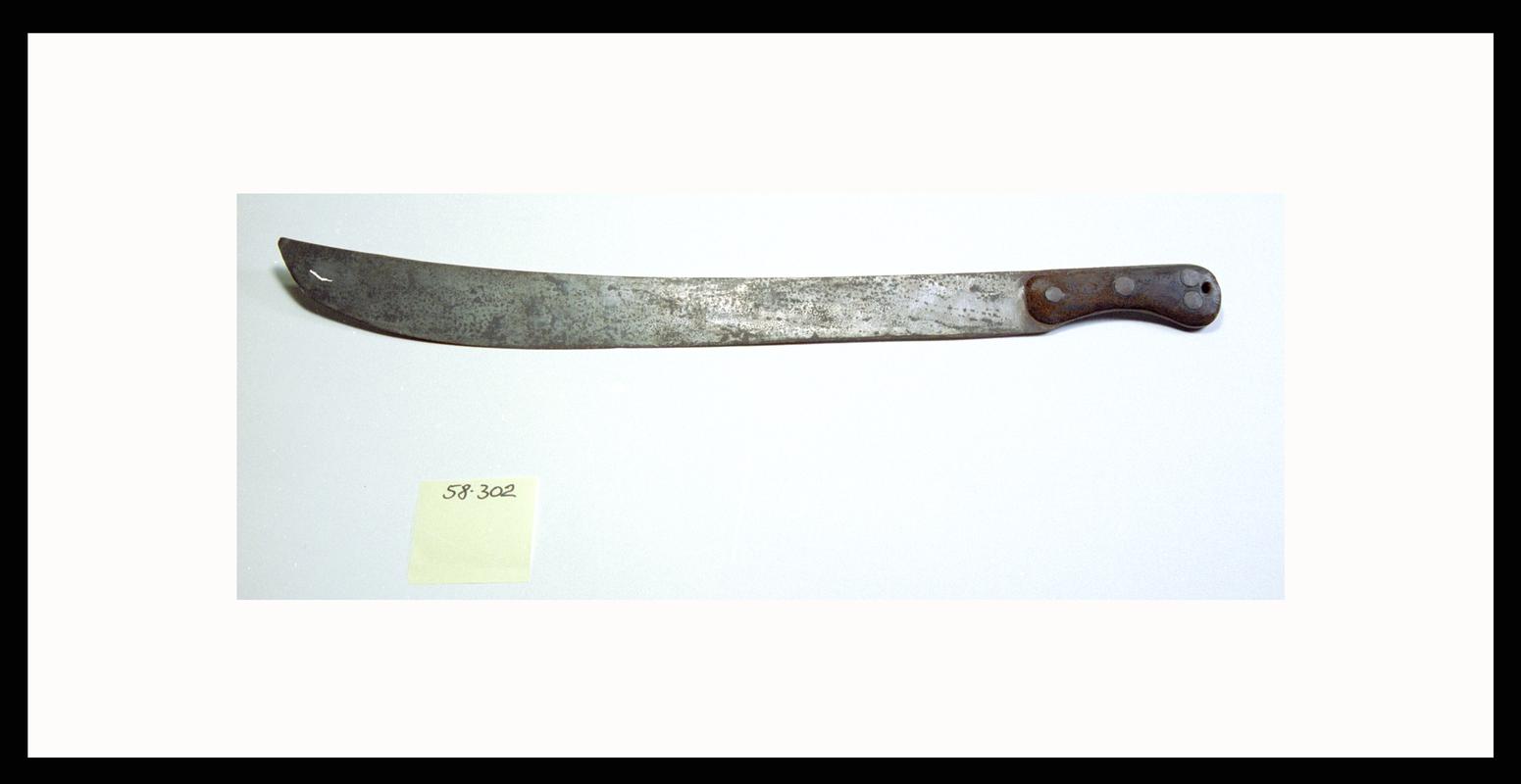 Opener's knife ('hangar') as used at Old Castle Tinplate Works, Llanelly, c.1950.