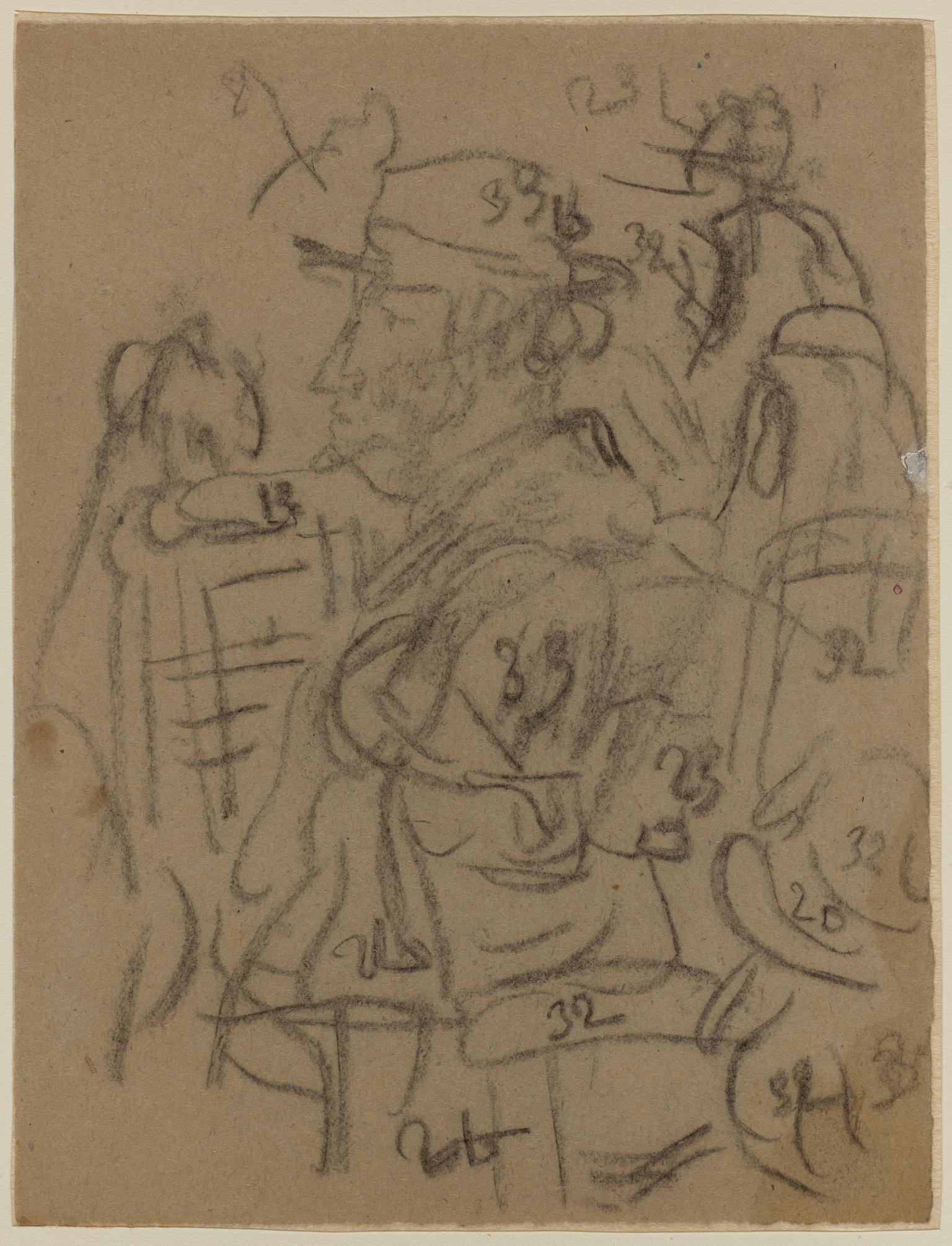 Figures seated in church