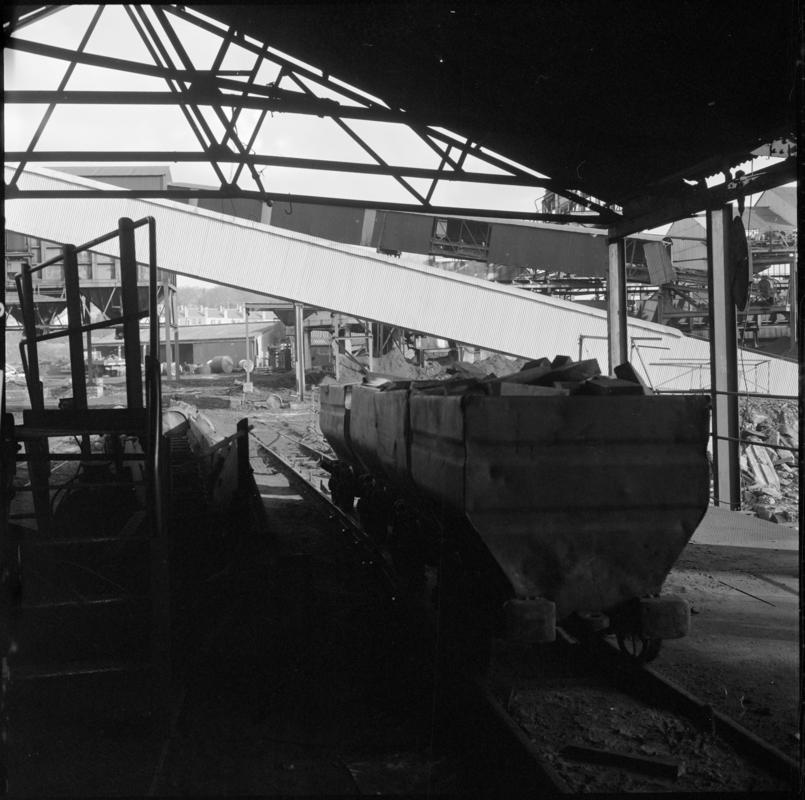 Black and white film negative showing drams on the surface, Deep Navigation Colliery.  'Deep Navigation' is transcribed from original negative bag.