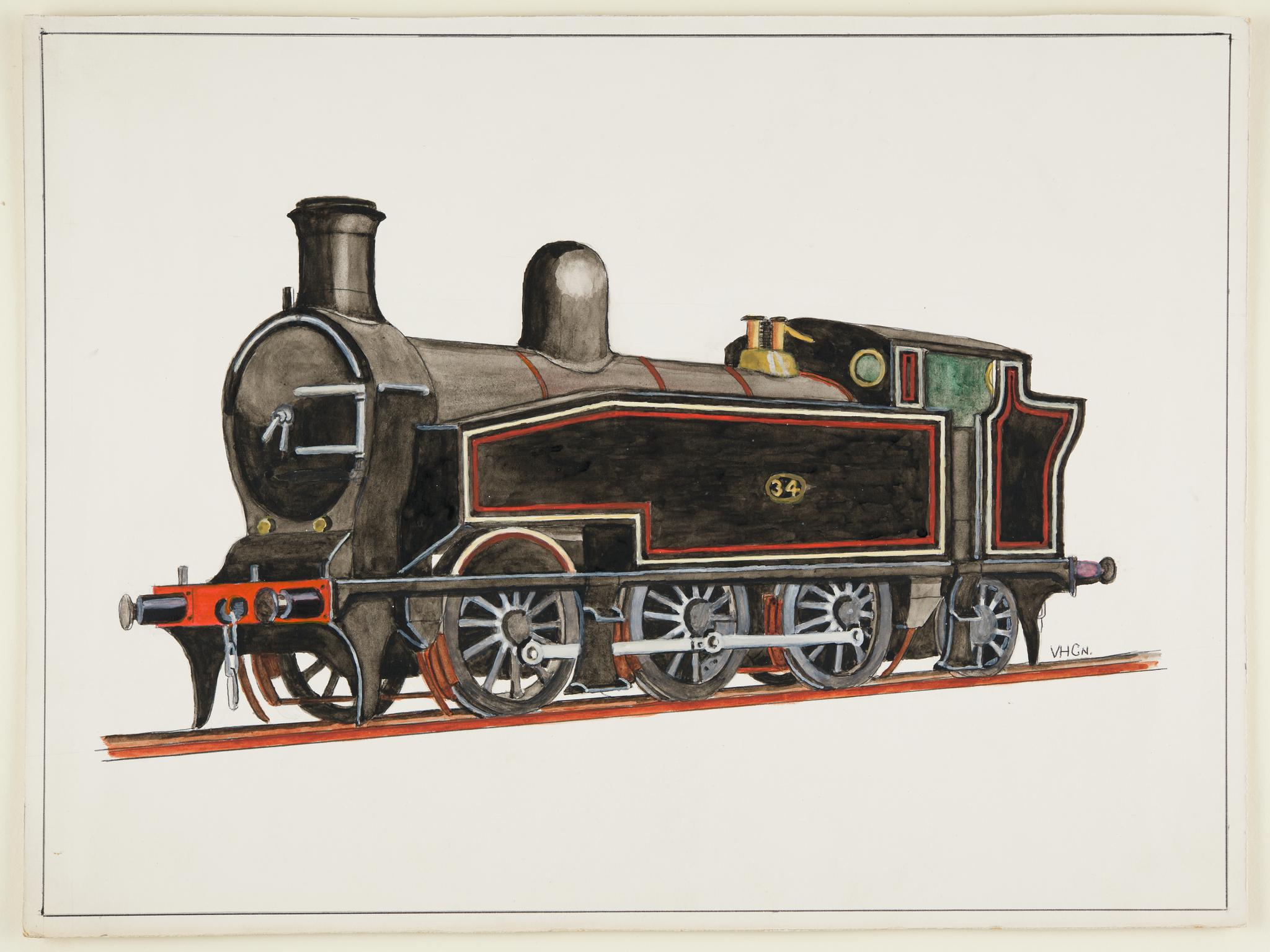 Engine No. 34 (0-6-2T) of the Cardiff Railway 1897 -1921 (painting)
