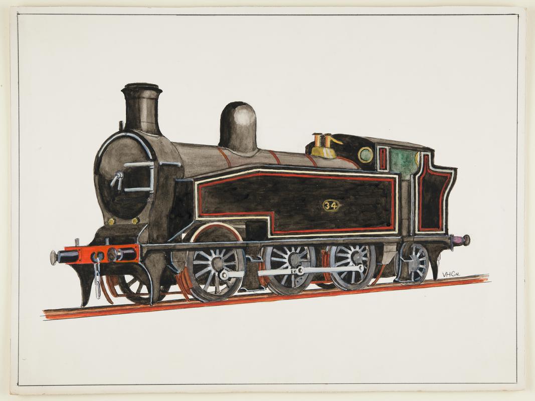Engine No. 34 (0-6-2T) of the Cardiff Railway 1897 by V.H. Crossman