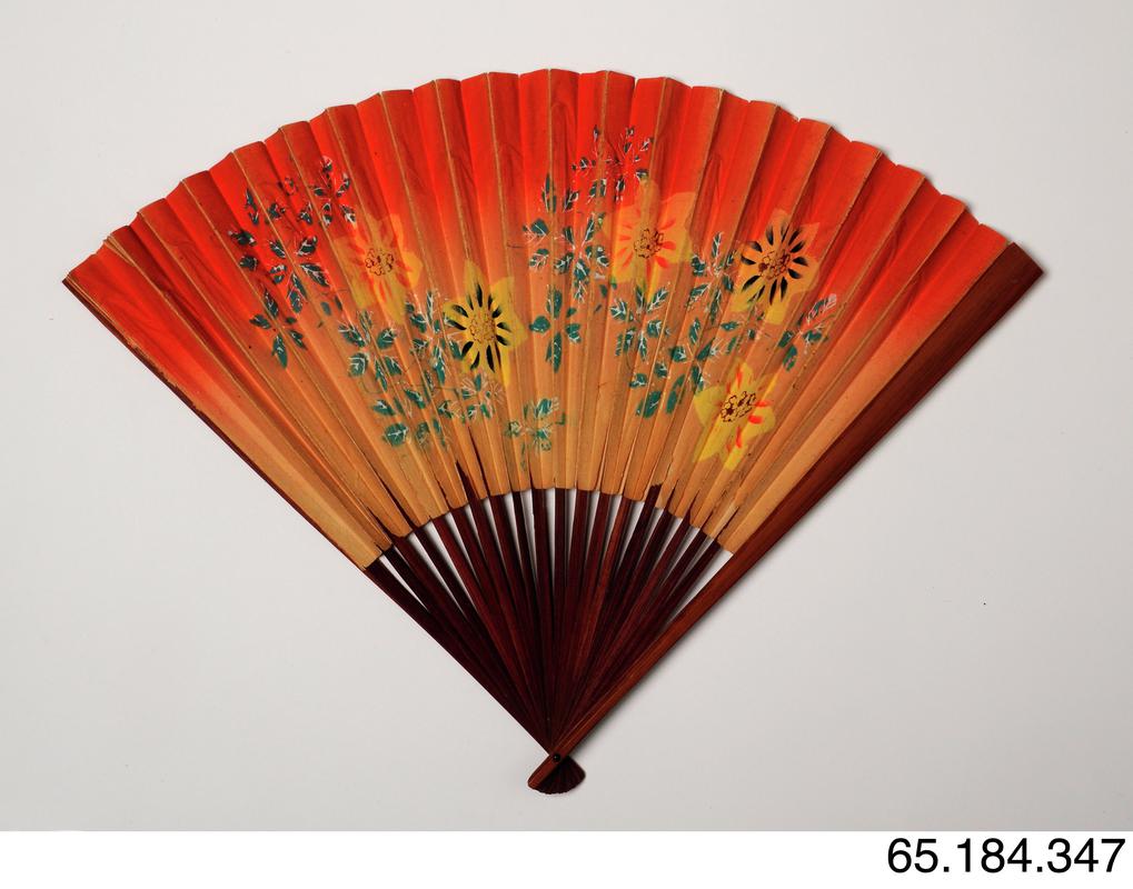 Paper fan with bamboo sticks