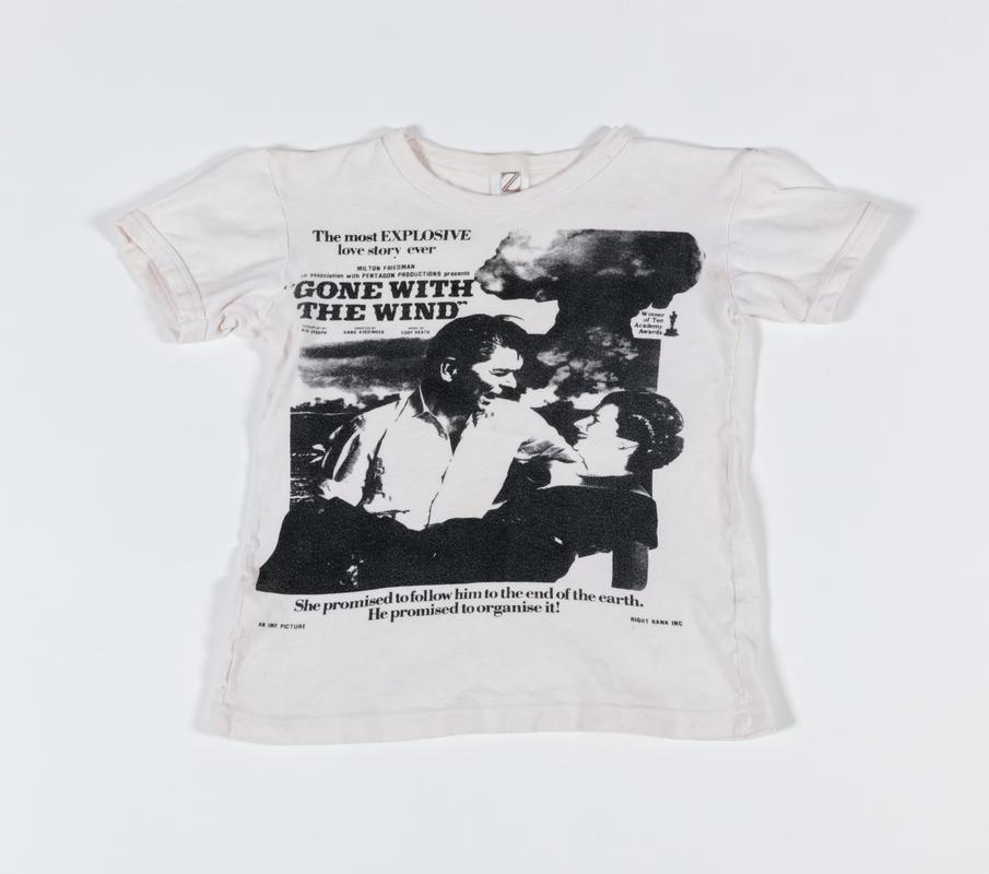 T shirt, political protest depicting Ronald Reagan and Margaret Thatcher.