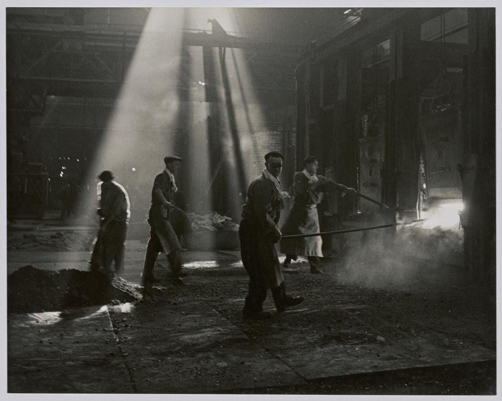 "Abbey works, Port Talbot, South Wales, 1948" - [ Open hearth furnace, melting shop ] - Photographs of steelworks and South Wales