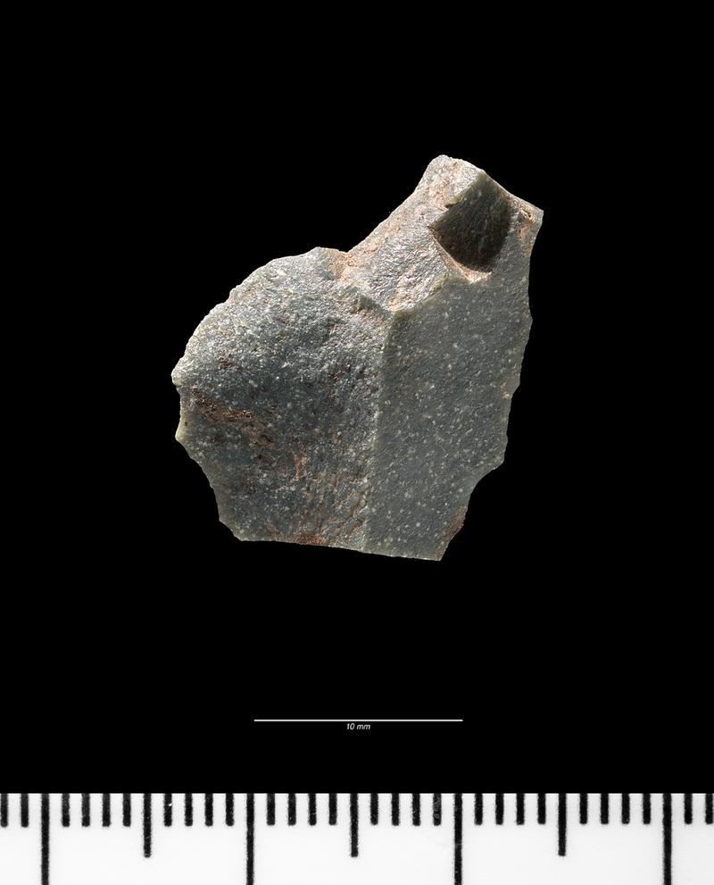 Upper Palaeolithic stone flake from Hoyle's Mouth Cave. Dorsal surface