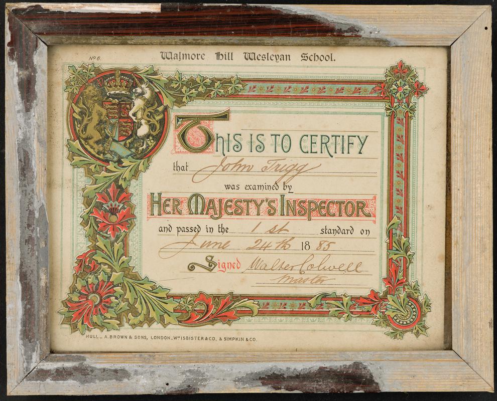 Certificate, school