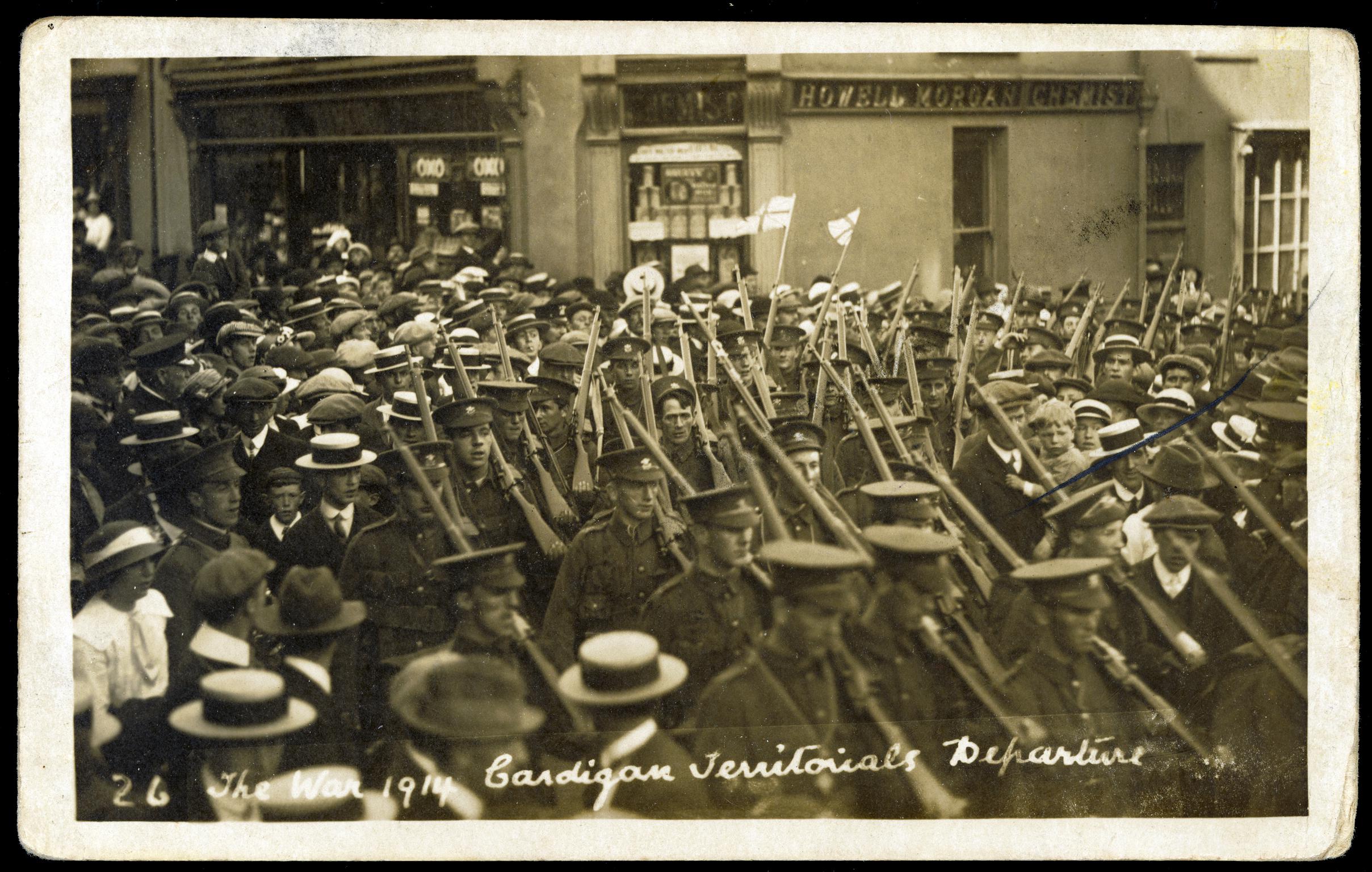 The War 1914 Cardigan Territorials Departure (postcard)