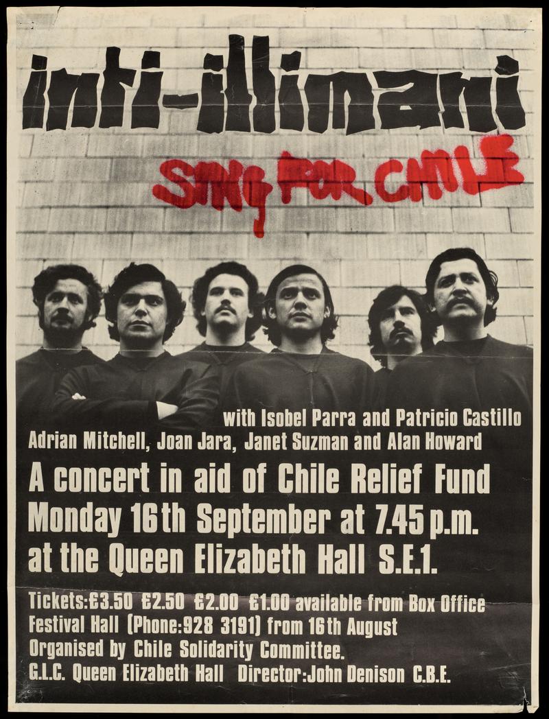 Poster advertising a concert by Inti-Illimani, 16 September 1974